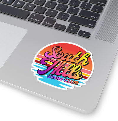 South Hills Swim Club Sunset Script Graphic Kiss-Cut Sticker