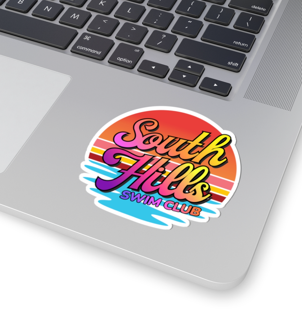 South Hills Swim Club Sunset Script Graphic Kiss-Cut Sticker