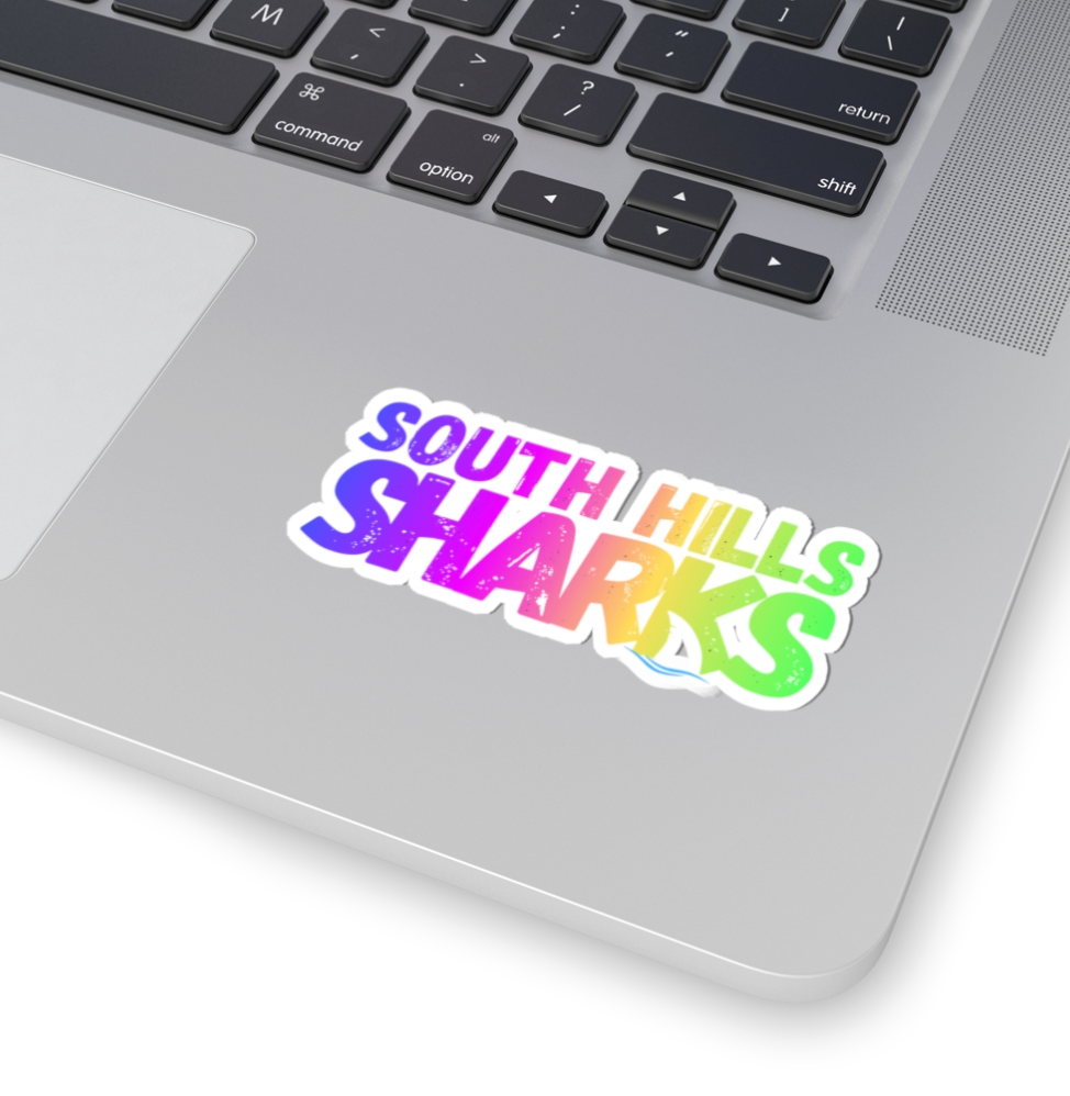 South Hills Swim Sharks Neon Rainbow Graphic Kiss-Cut Sticker