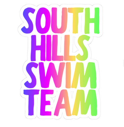 South Hills Swim Team Neon Rainbow Graphic Kiss-Cut Sticker