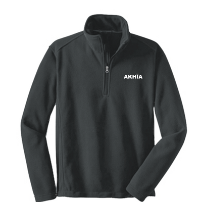 Adult Unisex Quarter Zip Pullover Fleece - White Akhia Logo