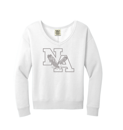 Women's New Albany Tonal NA Logo Graphic V-Neck Lightweight Sweatshirt