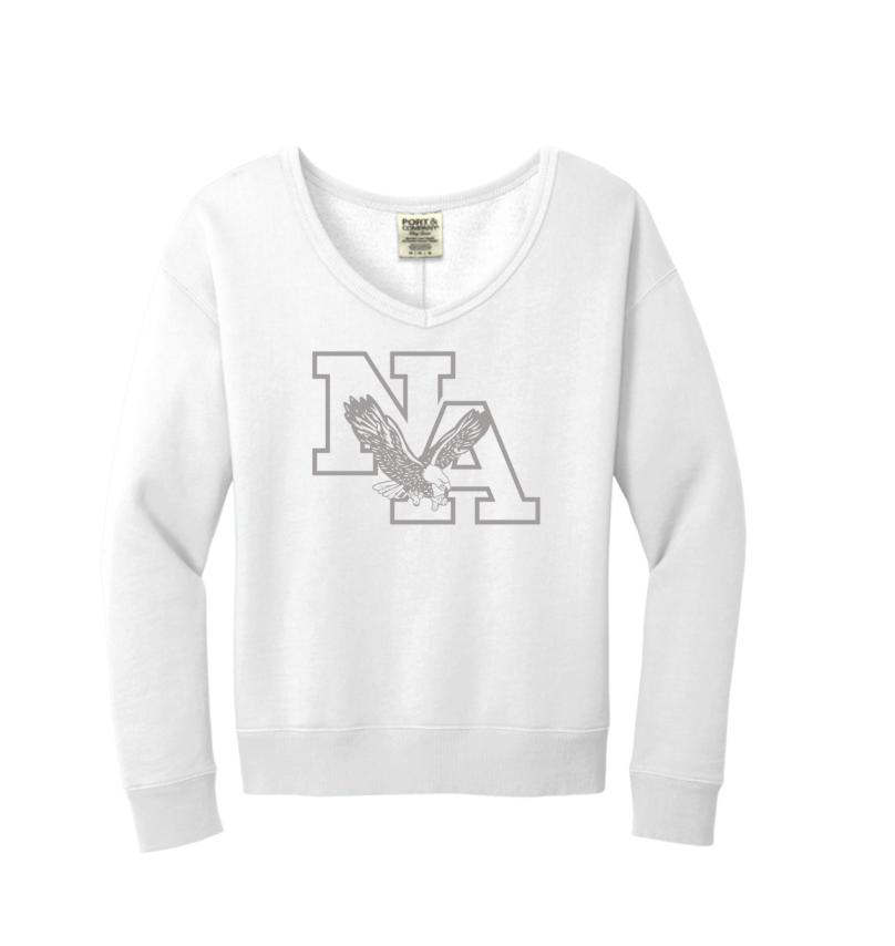 Women's New Albany Tonal NA Logo Graphic V-Neck Lightweight Sweatshirt