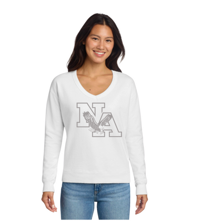 Women's New Albany Tonal NA Logo Graphic V-Neck Lightweight Sweatshirt
