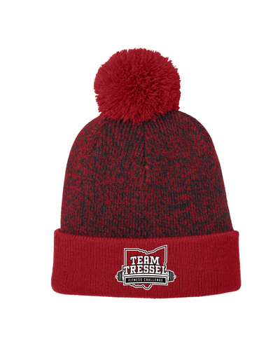 Sport-Tek Halftime Heather Pom Beanie with Team Tressel Fitness Challenge Embroidered Logo