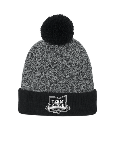 Sport-Tek Halftime Heather Pom Beanie with Team Tressel Fitness Challenge Embroidered Logo