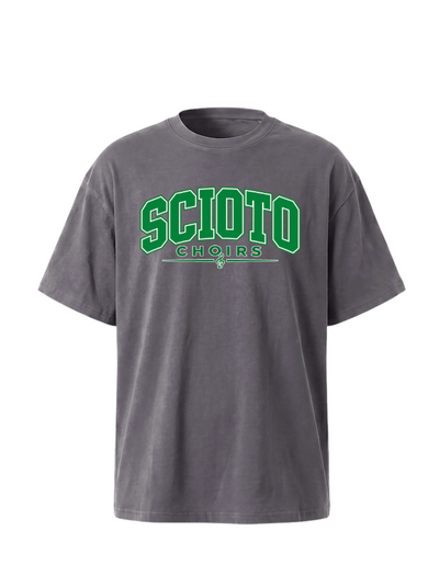 Adult Unisex Dublin Scioto Choirs Varsity Block Letter Graphic Vintage Mineral Washed Tee