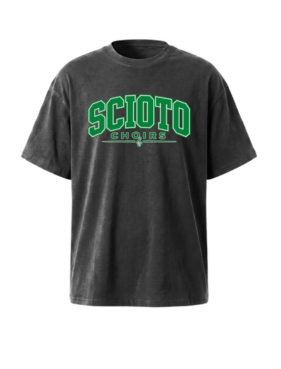 Adult Unisex Dublin Scioto Choirs Varsity Block Letter Graphic Vintage Mineral Washed Tee