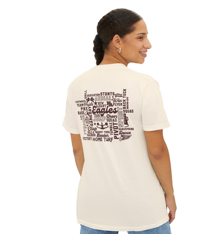 Adult Unisex Super Soft Cheer Words with Back Graphic Short Sleeve Graphic Tee - New Albany Eagles