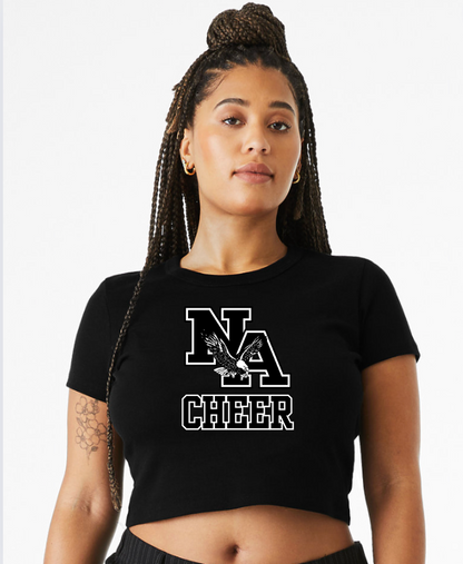 Women's Black Classic Logo Cheer Micro Rib Baby Tee - New Albany Eagles