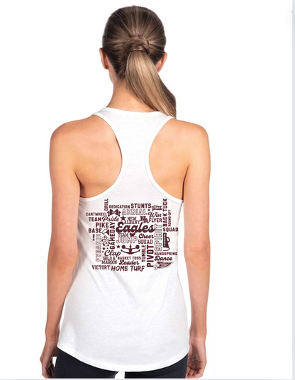 Women's Cheer Words with Back Graphic Racerback Tank - New Albany Eagles