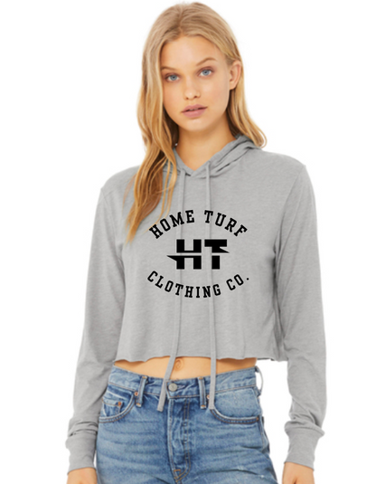 Women's Super Soft Home Turf Logo Long Sleeve Cropped Hooded Tee