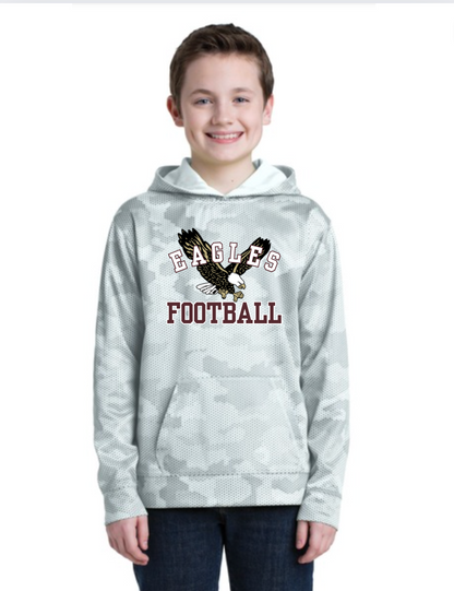 Youth Flying Football Eagle Camo Performance Fleece Hoodie