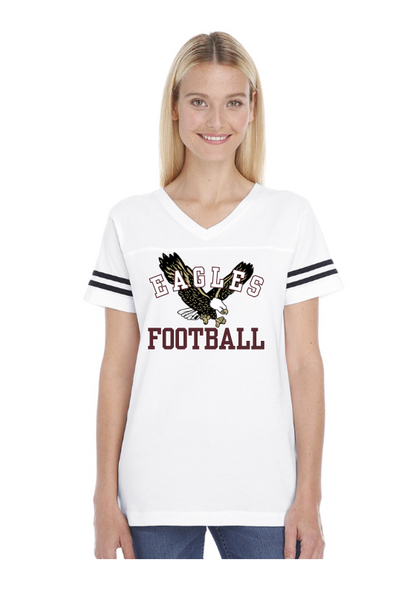 Women's Flying Football Eagle Graphic Short Sleeve Football Ringer Tee