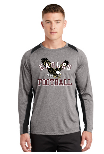 Men’s Colorblock Flying Football Eagle Long Sleeve Performance Tee