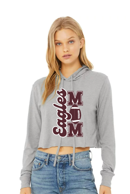 Women’s Super Soft Script Eagles Football Mom Long Sleeve Hooded Tee