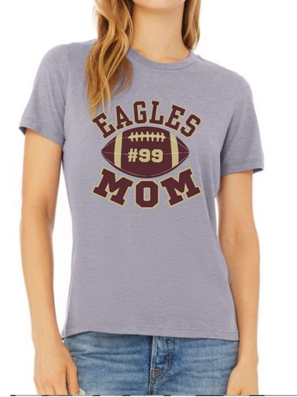 Women's CUSTOMIZED FRONT & BACK Football Mom Graphic Super Soft Short Sleeve Graphic Tee