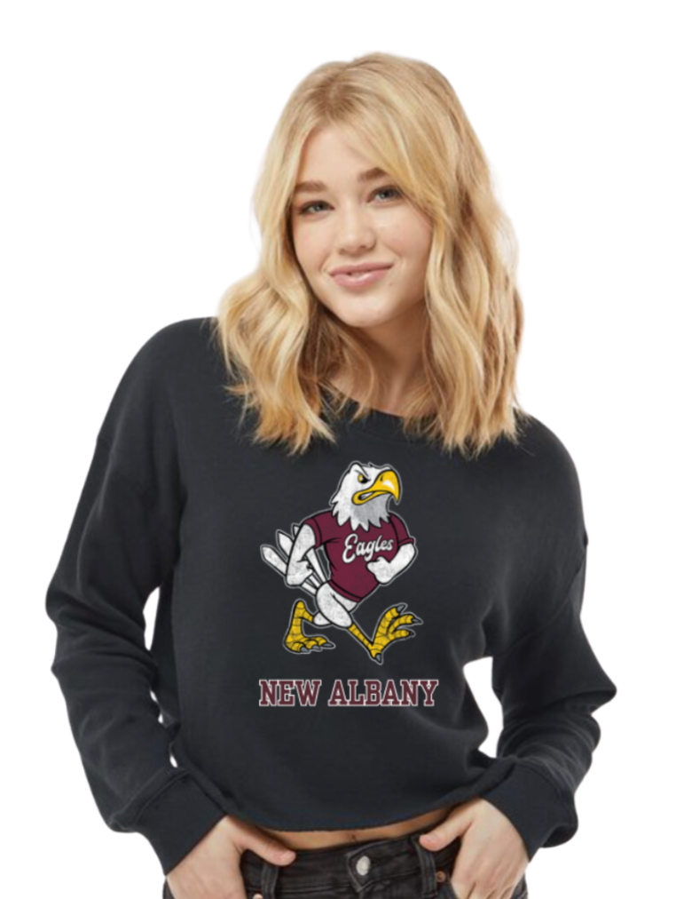 Women's Vintage Fighting Eagle Lightweight Cropped Fleece Sweatshirt