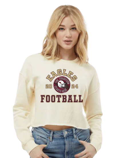 Women's Classic Eagles Tackle Football Lightweight Cropped Fleece Sweatshirt