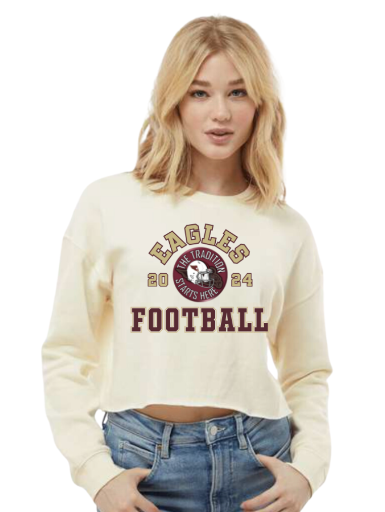 Women's Classic Eagles Tackle Football Lightweight Cropped Fleece Sweatshirt