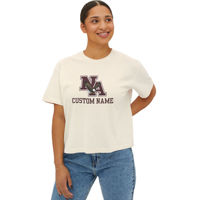 Women's Choose your Graphic Boxy Crop Short Sleeve Graphic Tee with Customized Back - BASEBALL