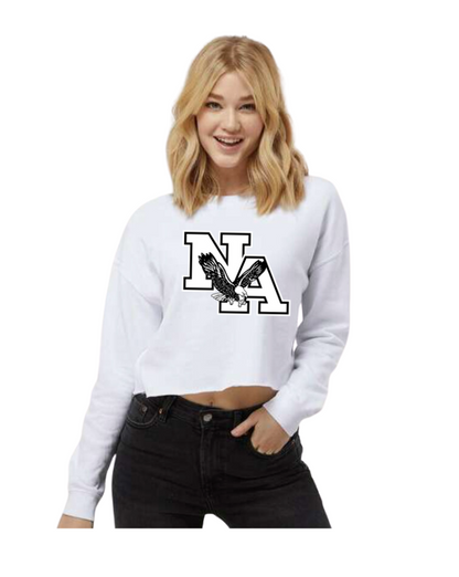 Women's White Logo Lightweight Cropped Fleece Sweatshirt