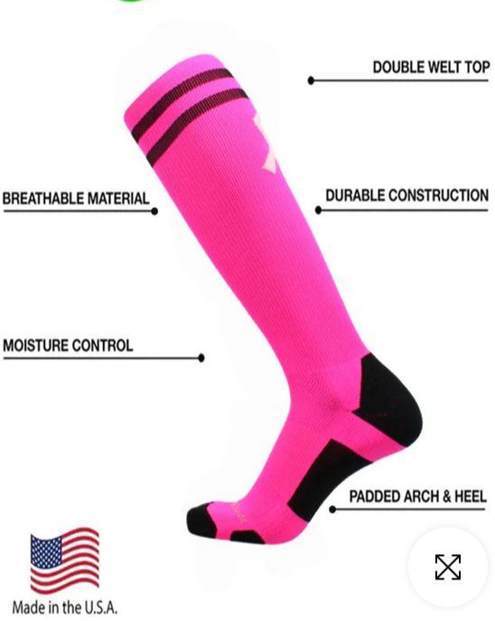 Youth & Men's Knee-High Elite Sport Socks - Breast Cancer Awareness