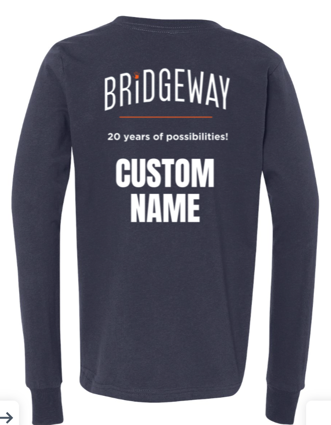 Youth Choose your Graphic Long Sleeve Tee with Customized Back - Bridgeway