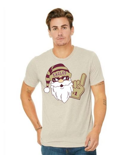 Adult Unisex Santa Eagles Fan Graphic Short Sleeve Soft Tee