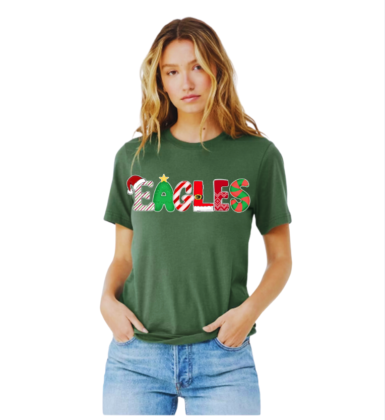 Adult Unisex Eagles Fun & Festive Holiday Graphic Short Sleeve Soft Tee