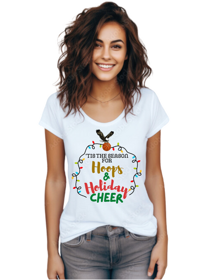 Adult Unisex Hoops & Holiday Cheer Graphic Short Sleeve Soft Tee