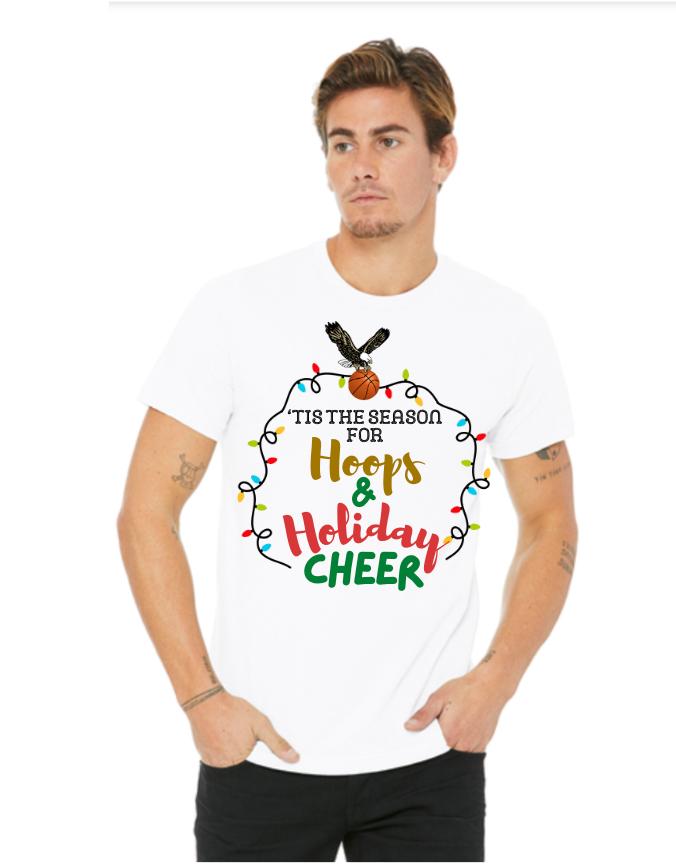 Adult Unisex Hoops & Holiday Cheer Graphic Short Sleeve Soft Tee