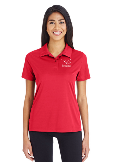 Women's Performance Pique Polo - White Jennings Logo