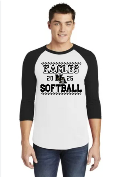 Adult Unisex Eagles Softball Laces Graphic Colorblock Raglan Baseball Jersey Tee