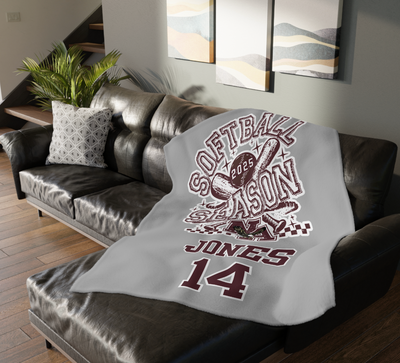 CUSTOMIZED Choose your Graphic Super Soft Reversible Velveteen Microfiber Blanket (Two-sided print) - SOFTBALL