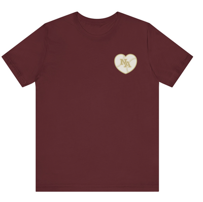 Adult Unisex Softball Heart with Customized Player Name/Number on Back