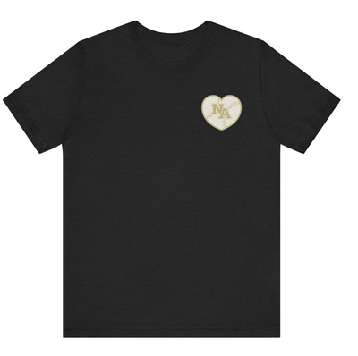 Adult Unisex Softball Heart with Customized Player Name/Number on Back