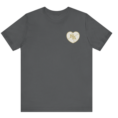 Adult Unisex Softball Heart with Customized Player Name/Number on Back