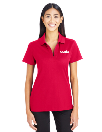 Women's Sport-Tek Micropique Performance Polo - White Akhia Logo