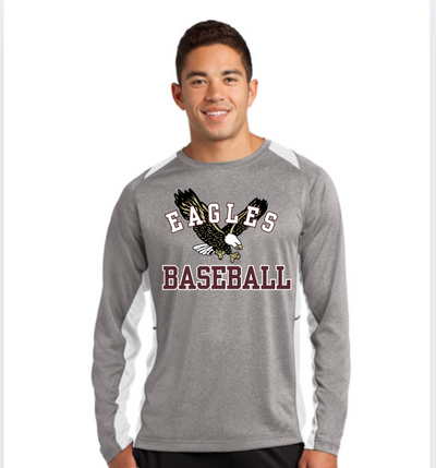 Men’s Colorblock Flying Baseball Eagle Long Sleeve Performance Tee