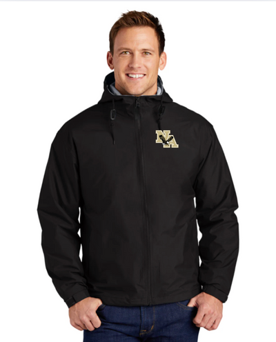 Men's Port Authority Wind & Water Resistant Full Zip Hooded Jacket with Gold Classic Logo