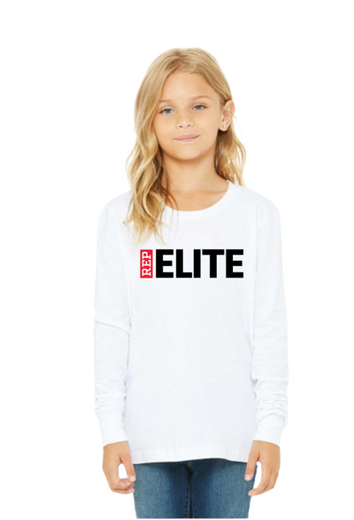 Youth REP Elite Logo Graphic Long Sleeve Soft Tee - White