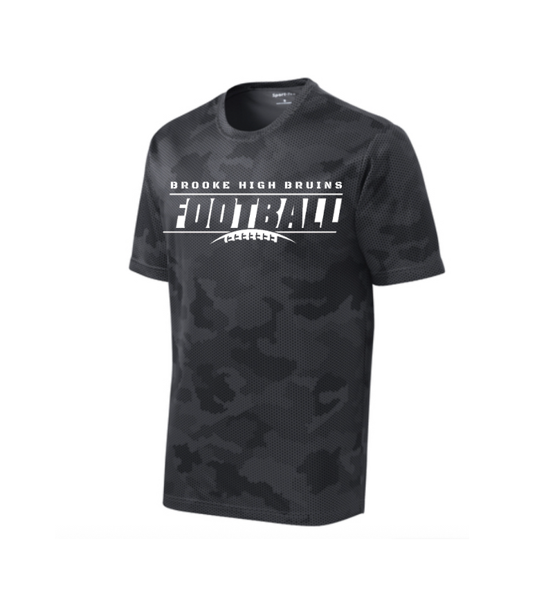 Youth Brooke High Bruins Goal Line Graphic Short Sleeve Camo Competitor Performance Tee