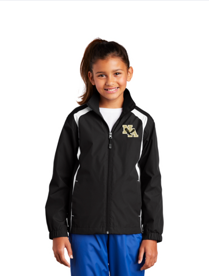 Youth Colorblock Windbreaker Jacket with Gold Logo