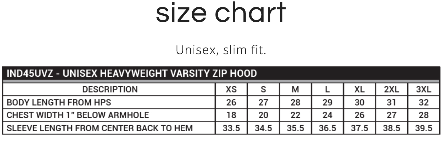 Adult Unisex Heavyweight Varsity Full Zip Hooded Jacket with Gold Classic Logo