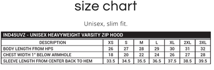 Adult Unisex Heavyweight Varsity Full Zip Hooded Jacket with Gold Classic Logo