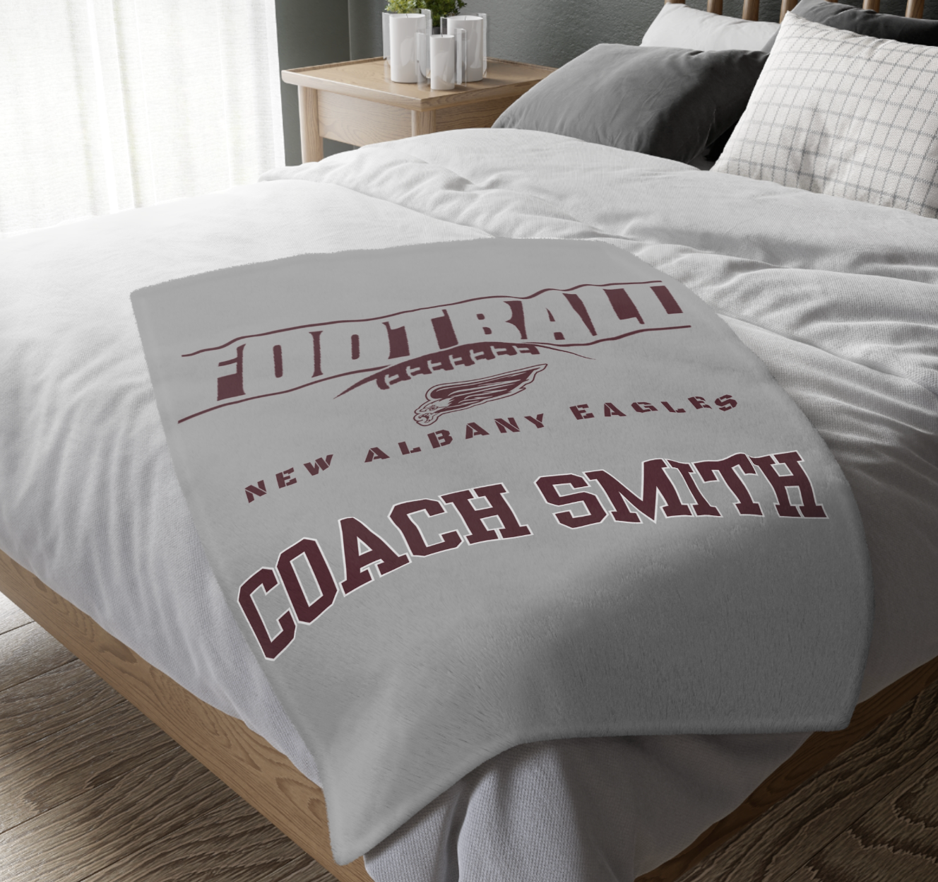 CUSTOMIZED Choose your Graphic Super Soft Reversible Velveteen Microfiber Blanket (Two-sided print) - New Albany Flag Football