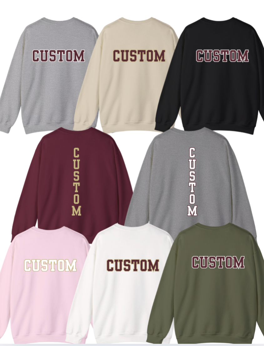 Adult Unisex Choose your Graphic Sweatshirt with Customized Back - Columbus Academy Winter Sports