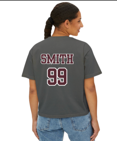 Women's Choose your Graphic Short Sleeve Boxy Crop Tee with Customized Back - New Albany Water Polo