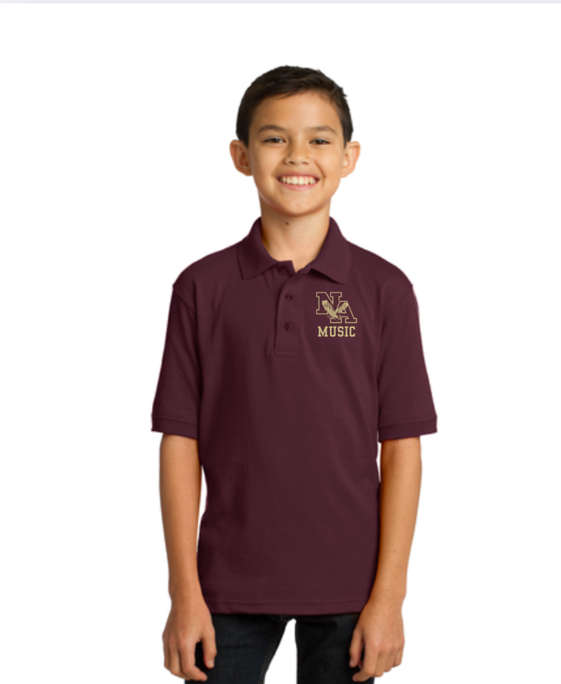 2025-26 Youth Sizing Middle School Band, Orchestra and Choir Concert Polo - New Albany Eagles